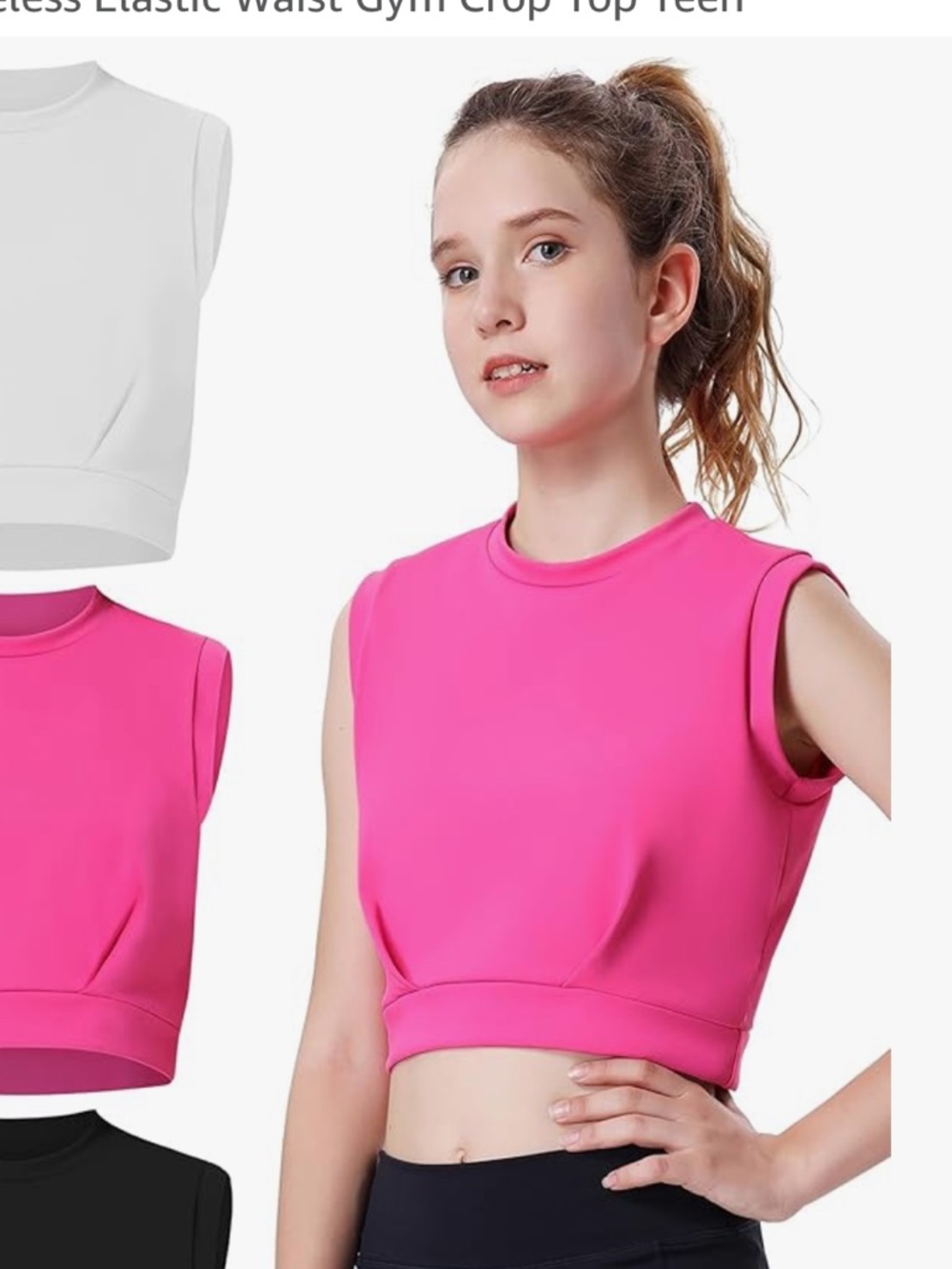 Kids Bright Pink Sleeveless Top